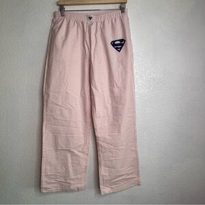 Superman Women's Cotton Sleep Pants Pink Plaid Medium NEW